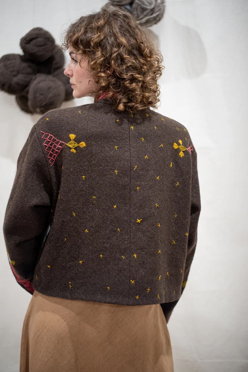 The Tara Short Jacket — Embroidered detail