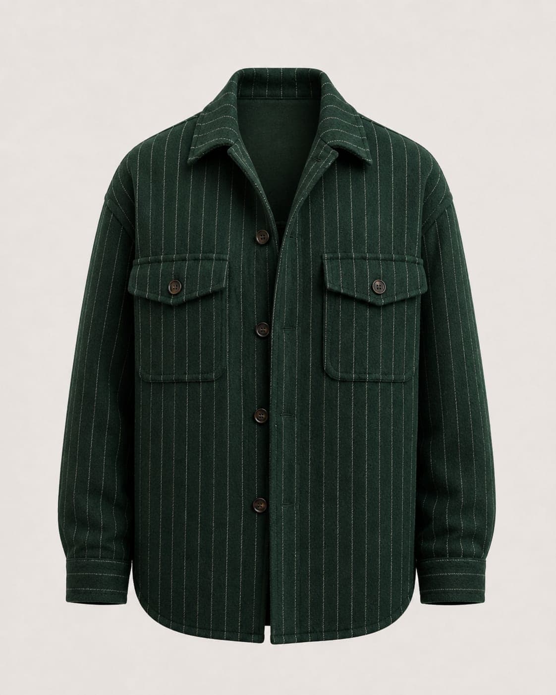 Shacket British Green Pinstripe
