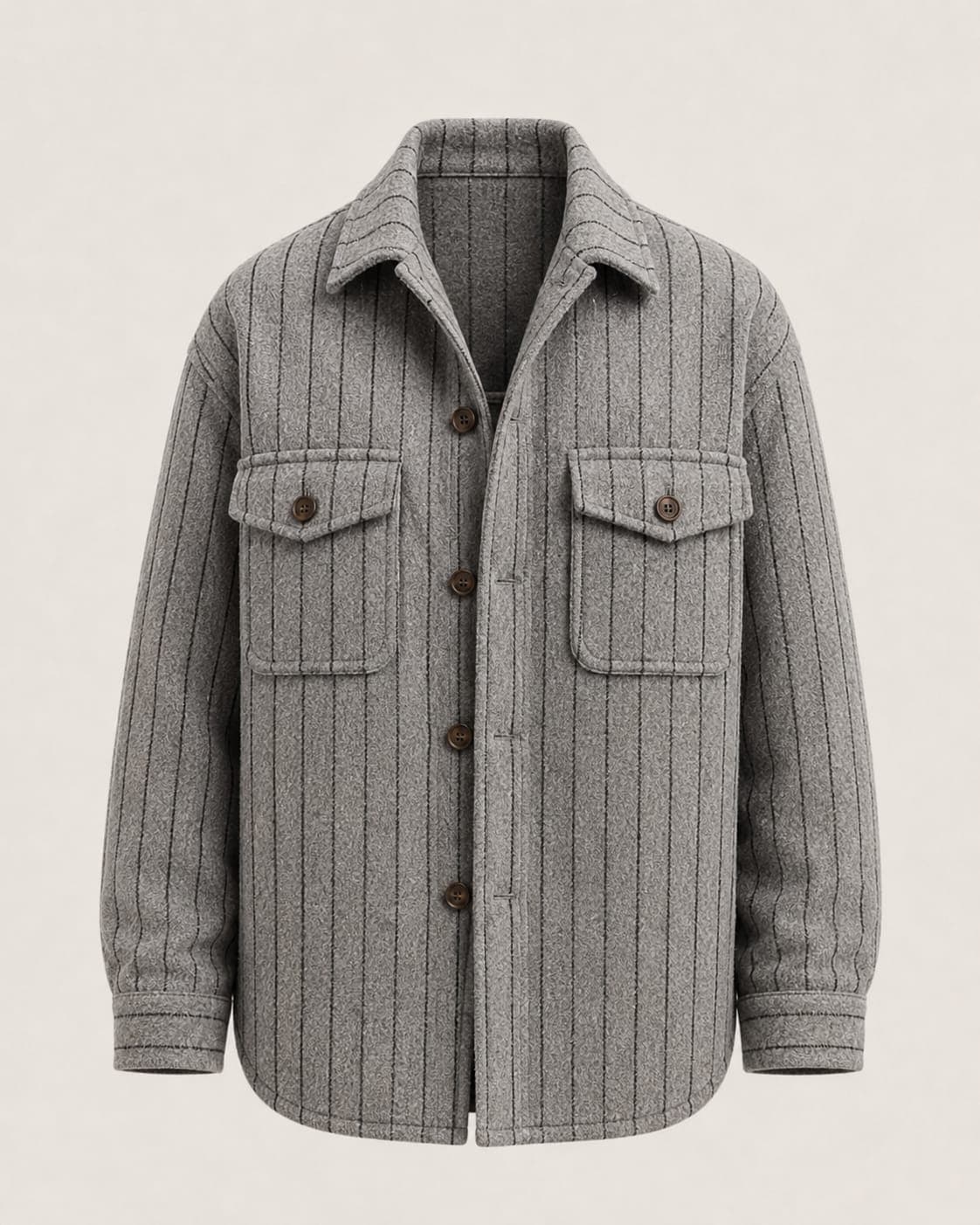 Shacket Grey Pinstripe